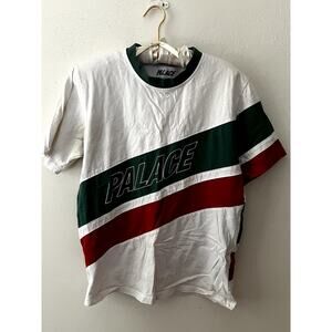 Palace Grand Prix Knit Shirt Mens Small White Green Red Striped Rare Streetwear